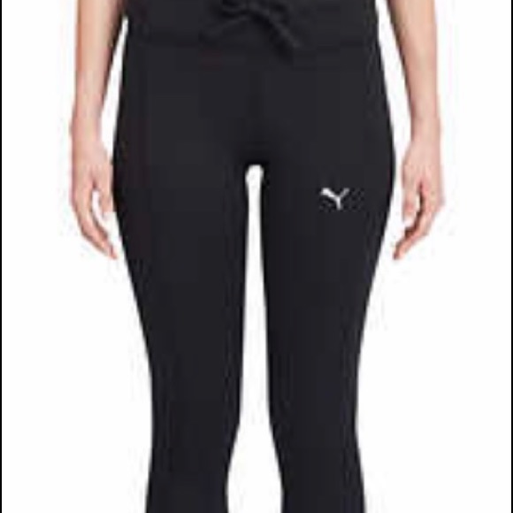PUMA LADIES CAT LOGO TIGHTS WITH 1 SIDE POCKET BLACK - Picture 1 of 15